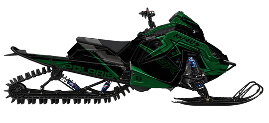 Alpine graphics kit for Polaris Matryx snowmobile - side view - premium graphics from madestickers.com Black Green Green#color_black-green-green