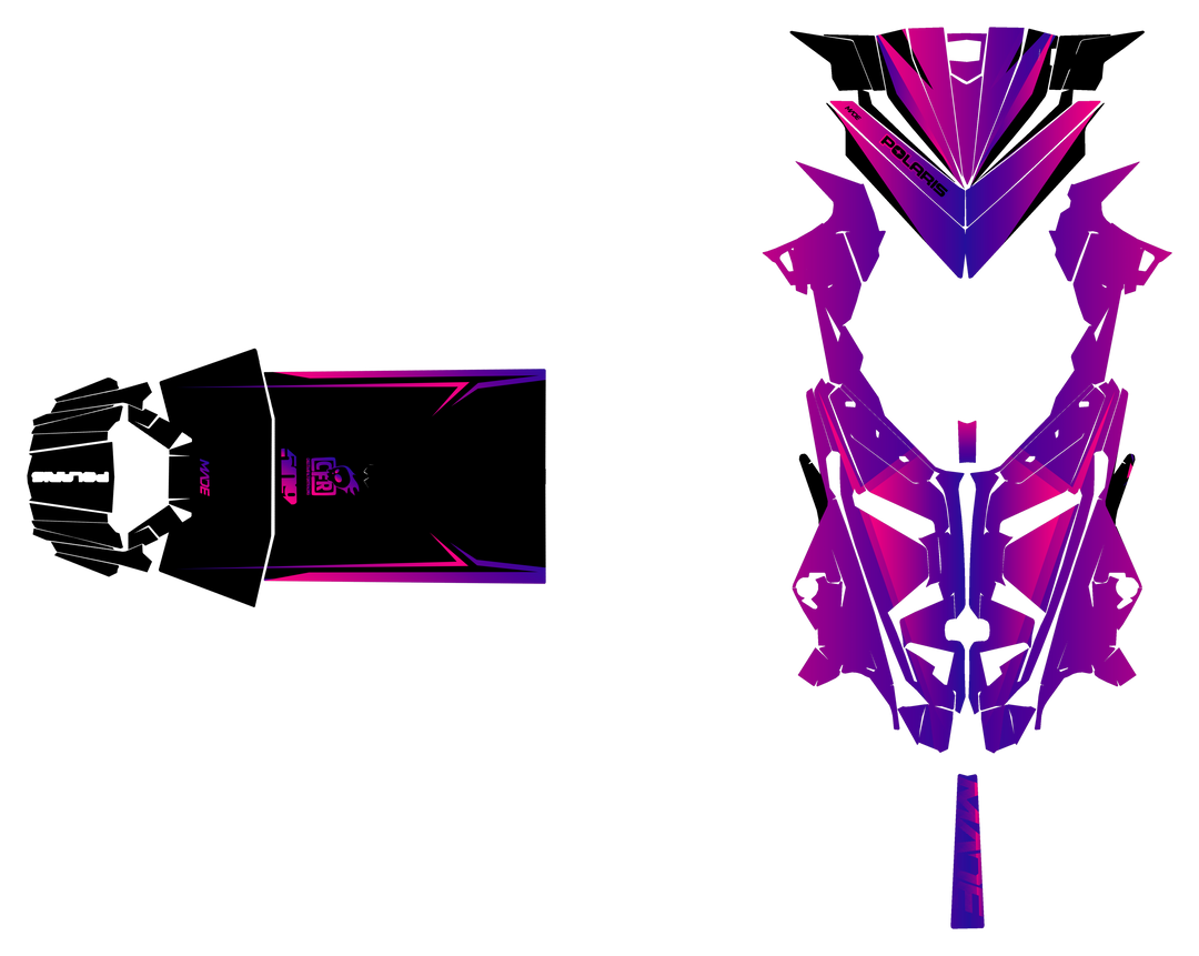 Alpine graphics kit for Polaris Matryx snowmobile - hood and tunnel - premium graphics from madestickers.com Pink Purple Black#color_pink-purple-black