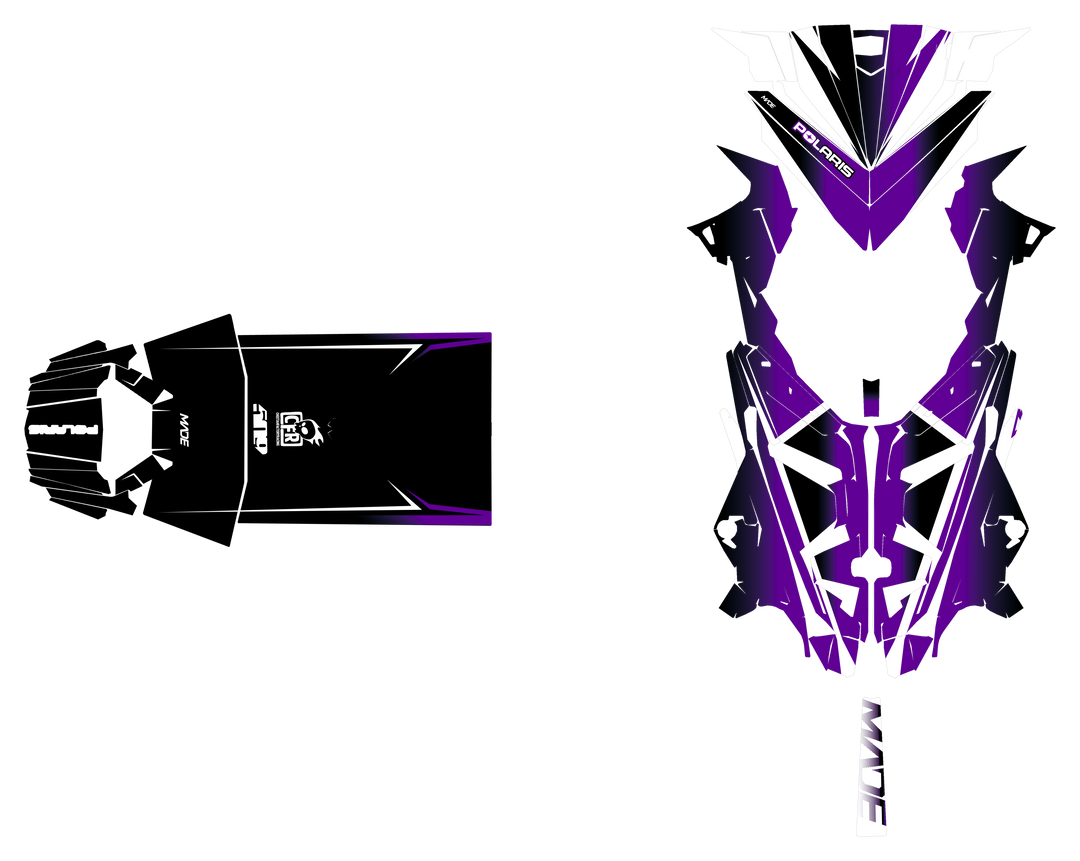 Alpine graphics kit for Polaris Matryx snowmobile - hood and tunnel - premium graphics from madestickers.com Purple Black White#color_purple-black-white