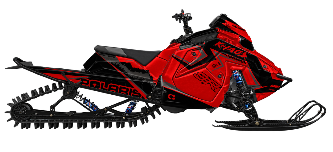 Alpine graphics kit for Polaris Matryx snowmobile - side view - premium graphics from madestickers.com Red Black Grey#color_red-black-grey