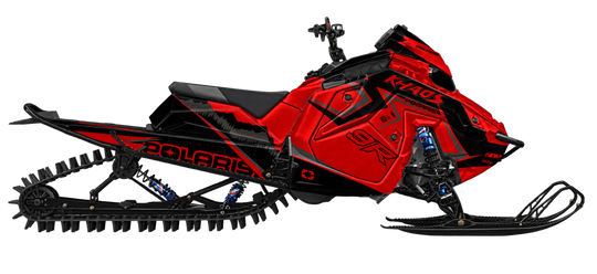 Alpine graphics kit for Polaris Matryx snowmobile - side view - premium graphics from madestickers.com Red Black Grey#color_red-black-grey