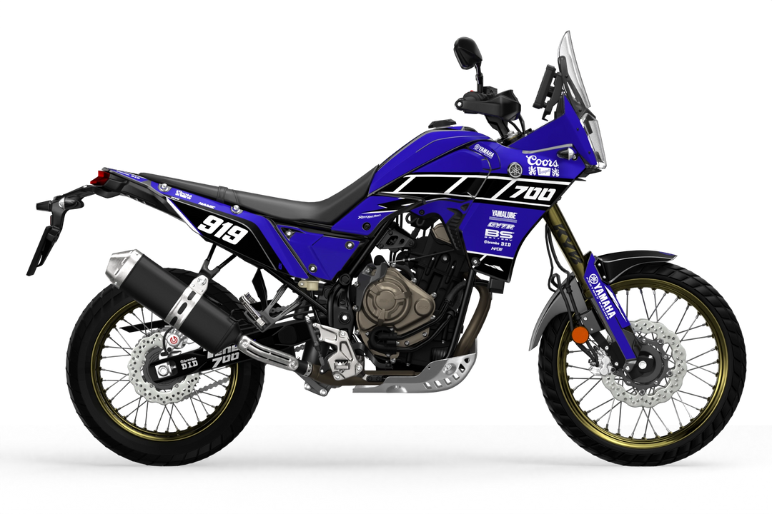Yamaha Tenere Stock clean design with name Block, premium graphics from madestickers.com Blue#color_blue