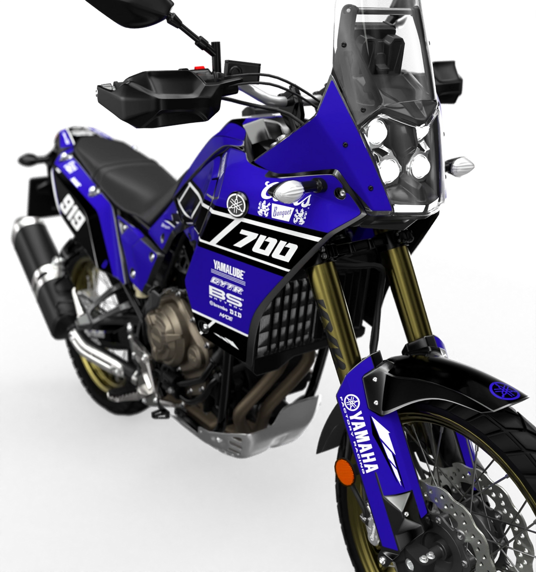 Yamaha Tenere Stock clean design with name Block, premium graphics from madestickers.com Blue#color_blue