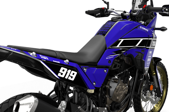 Yamaha Tenere Stock clean design with name Block, premium graphics from madestickers.com Blue#color_blue