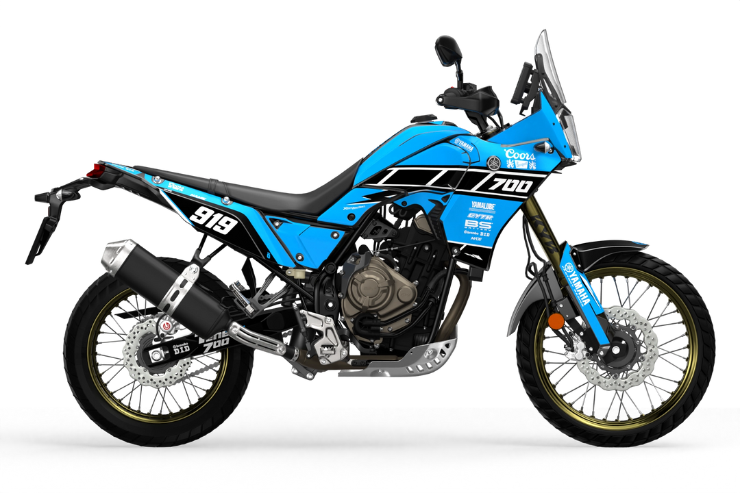 Yamaha Tenere Stock clean design with name Block, premium graphics from madestickers.com LightBlue#color_lightblue