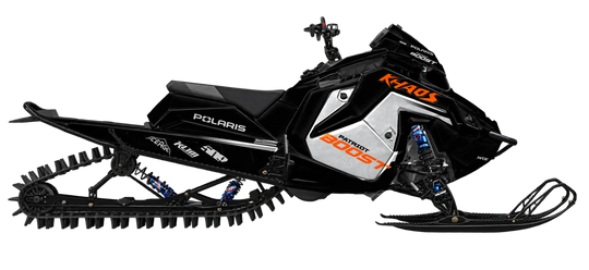 Boost graphics kit for Polaris Matryx snowmobile - side view - premium graphics from madestickers.com Black Grey Orange#color_black-grey-orange