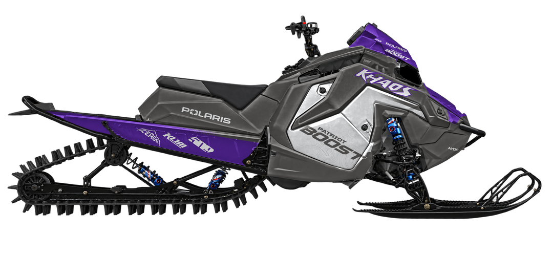 Boost graphics kit for Polaris Matryx snowmobile - side view - premium graphics from madestickers.com Grey Purple Grey#color_grey-purple-grey