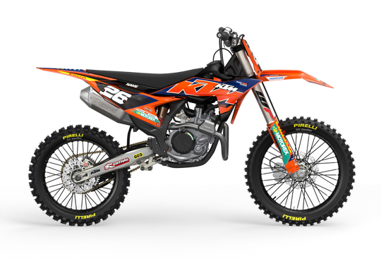 KTM dirt bike with Critical motocross licensed product graphics from madestickers.com DarkBlue#color_darkblue