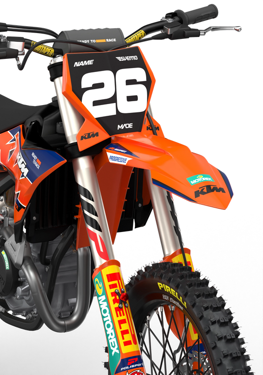 KTM dirt bike with Critical motocross licensed product graphics from madestickers.com DarkBlue#color_darkblue