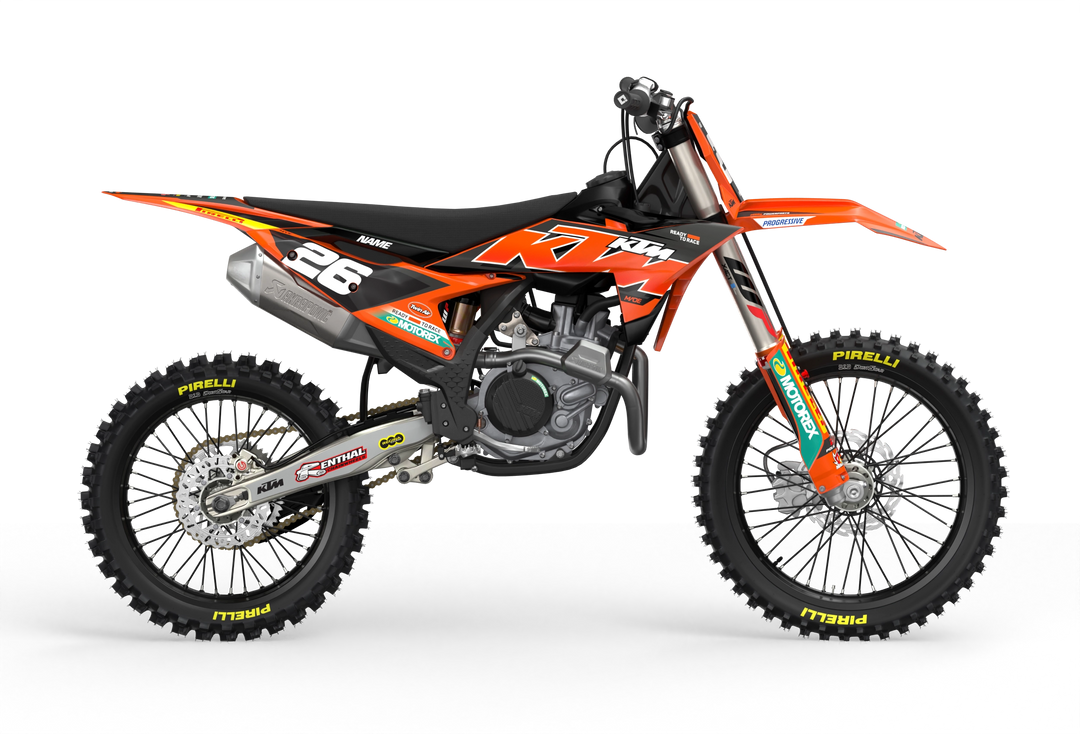 KTM dirt bike with Critical motocross licensed product graphics from madestickers.com DarkGrey#color_darkgrey