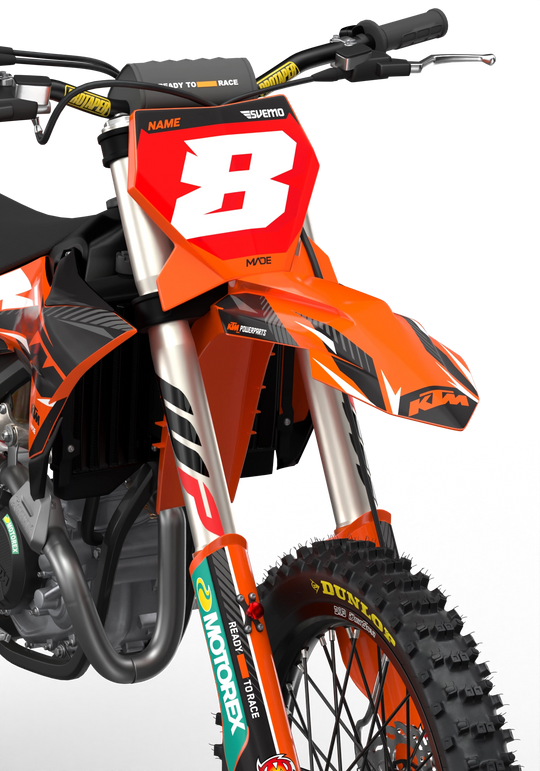 KTM SX SXF Motocross dirt bike premium graphics with big KTM logo and lines on sides from madestickers.com Black#color_black