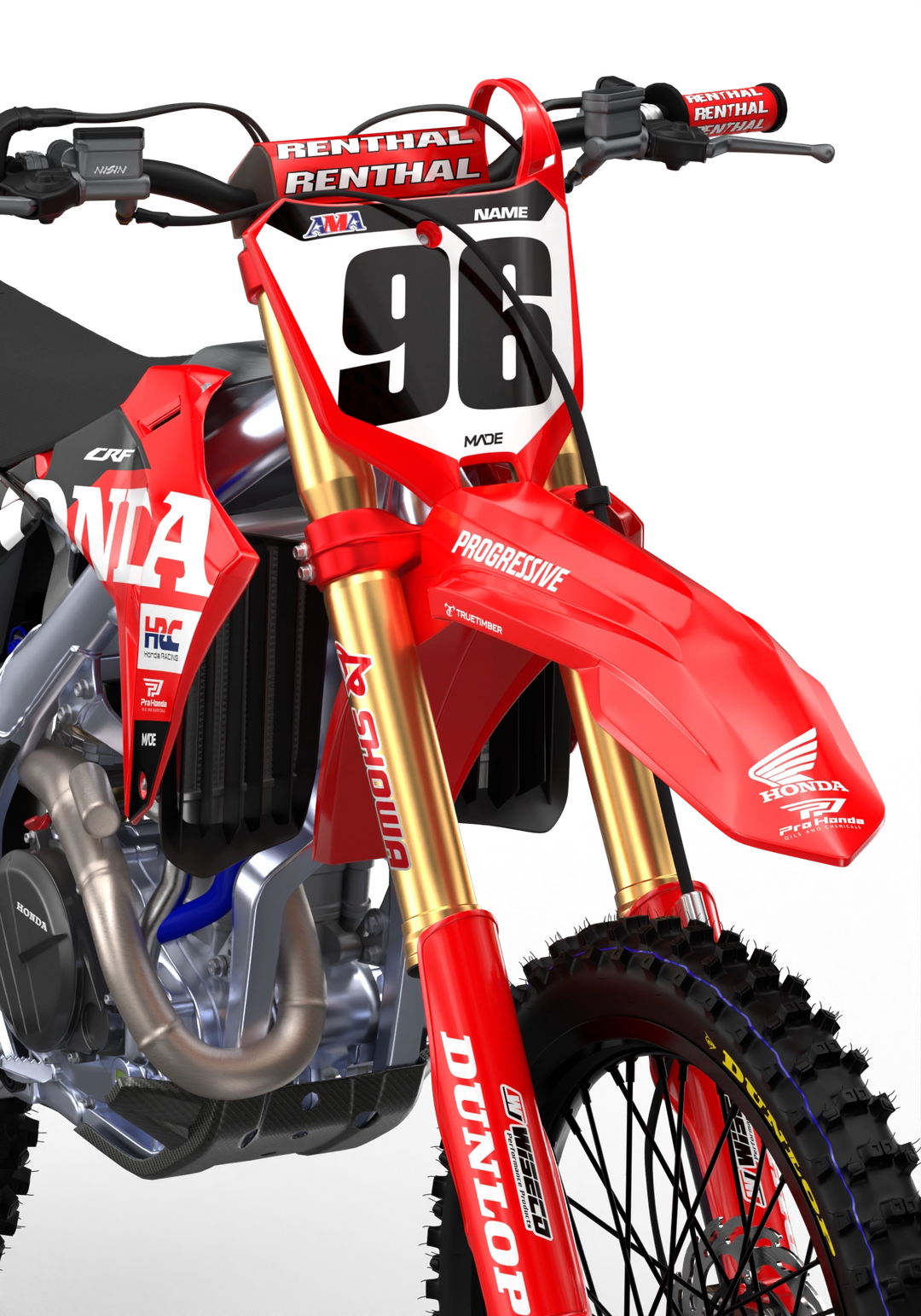CRF Honda Factory 2027 design with big Honda logo on sides, premium graphics from madestickers.com Black#color_black