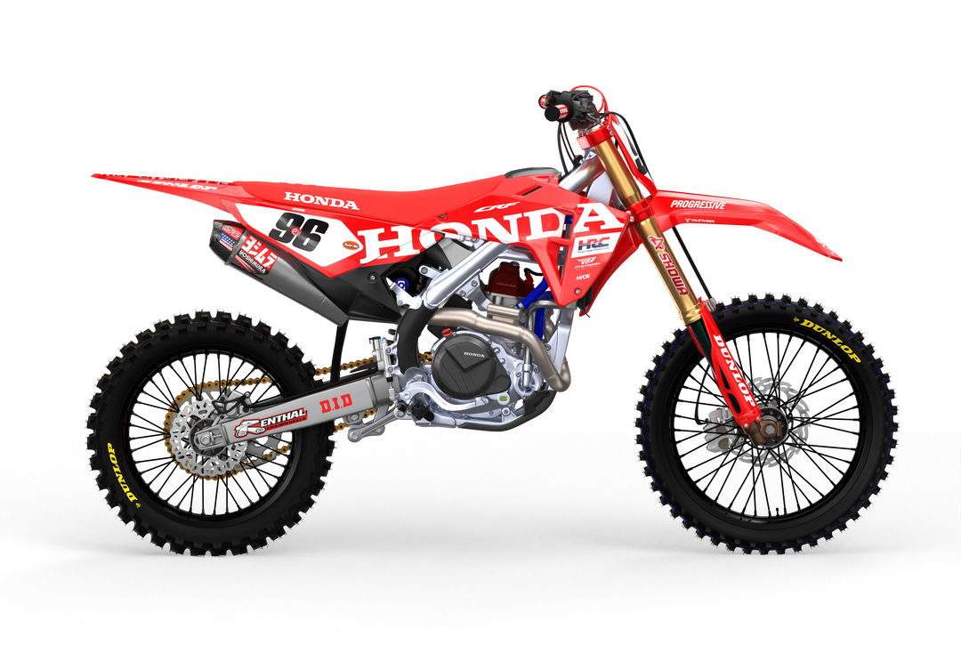 CRF Honda Factory 2027 design with big Honda logo on sides, premium graphics from madestickers.com Red#color_red