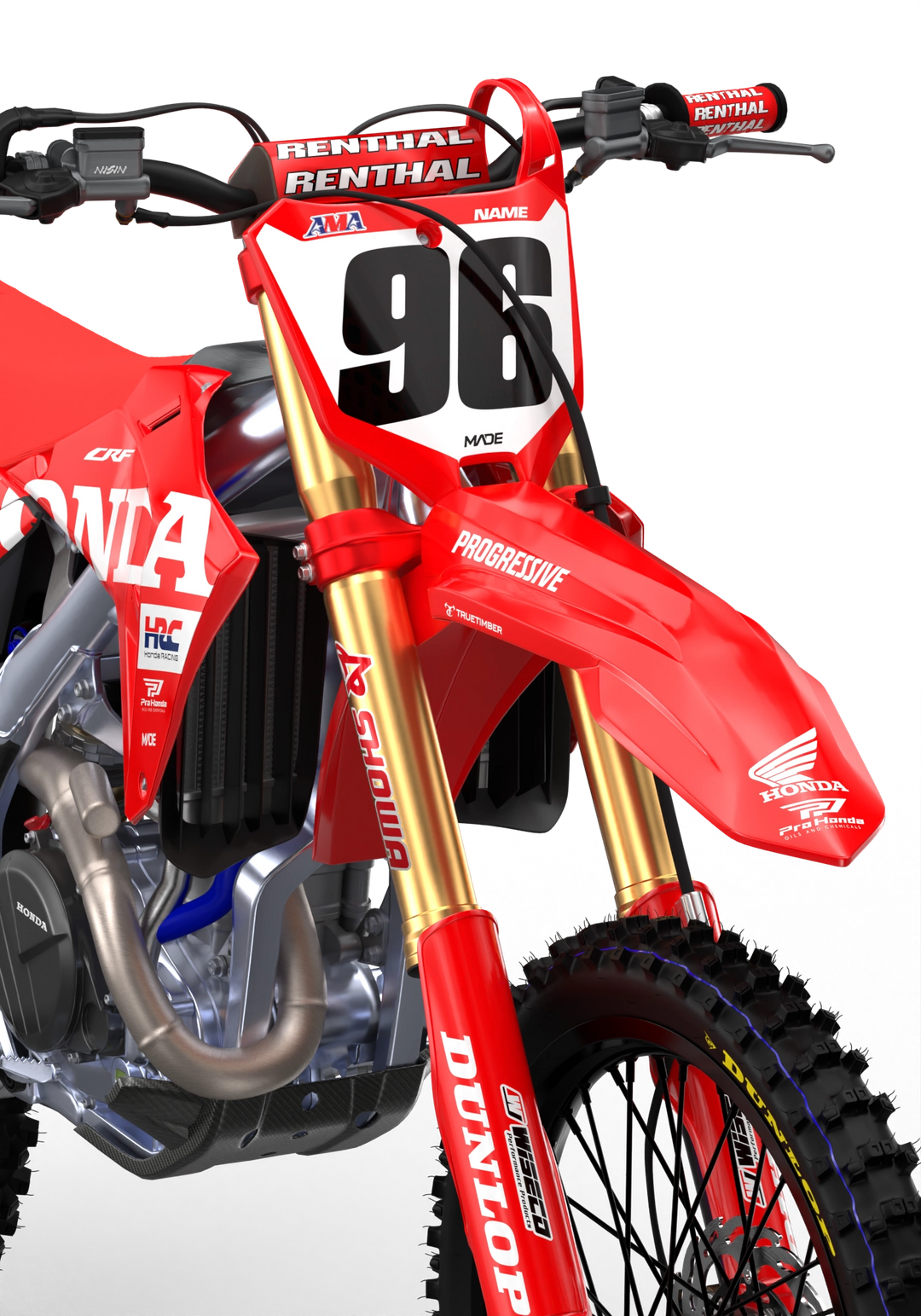 CRF Honda Factory 2027 design with big Honda logo on sides, premium graphics from madestickers.com Red#color_red