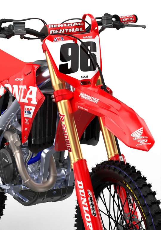 CRF Honda Factory 2027 design with big Honda logo on sides, premium graphics from madestickers.com Red#color_red