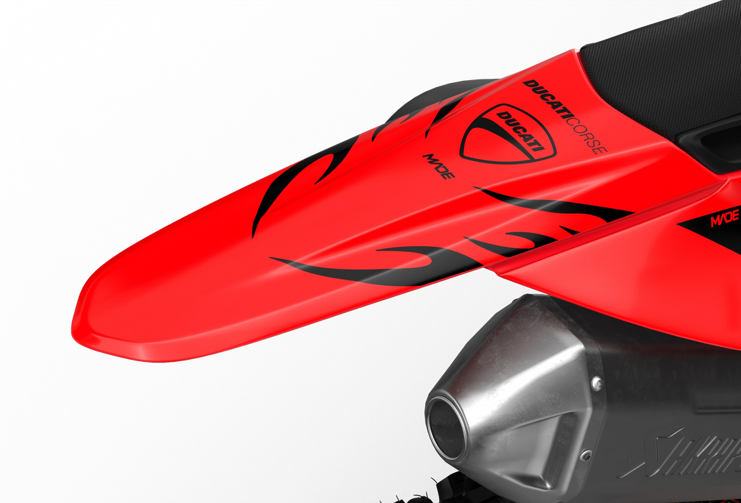 Ducati Desmo Premium graphics with flame design element from madestickers.com Black#color_black