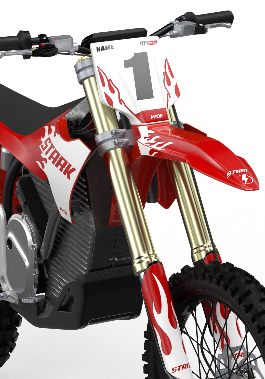 Stark Varg Premium graphics with flame element from madestickers.com RedWhite#color_redwhite