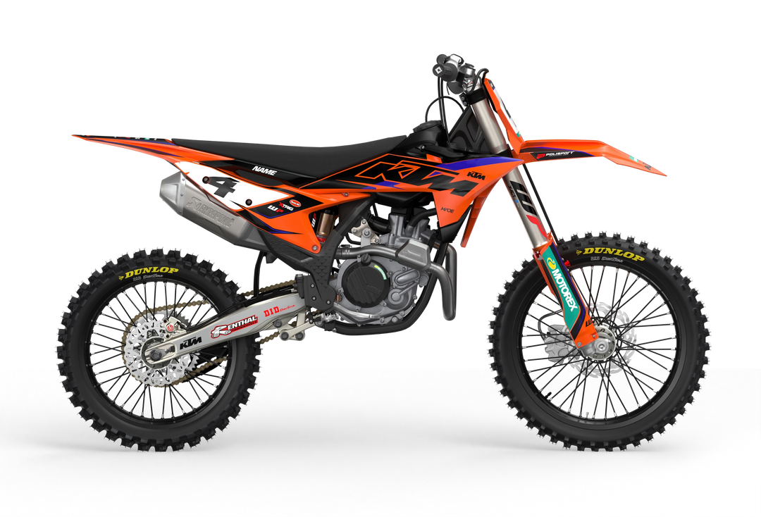KTM SX SXF Motocross dirt bike premium graphics with big KTM logo and lines on sides from madestickers.com Blue#color_blue