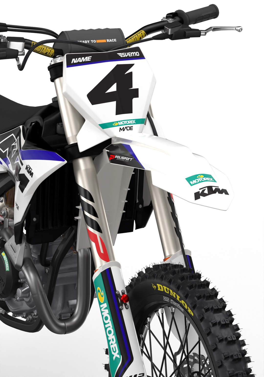 KTM SX SXF Motocross dirt bike premium graphics with big KTM logo and lines on sides from madestickers.com Blue#Color_blue