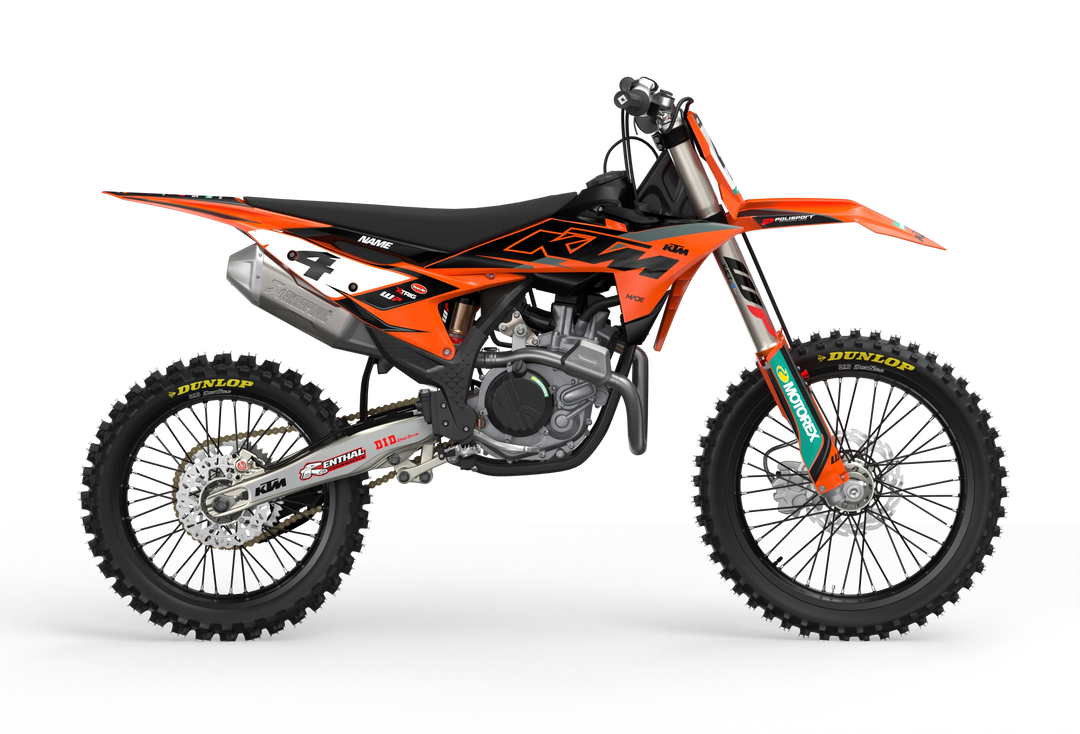 KTM SX SXF Motocross dirt bike premium graphics with big KTM logo and lines on sides from madestickers.com Grey#color_grey