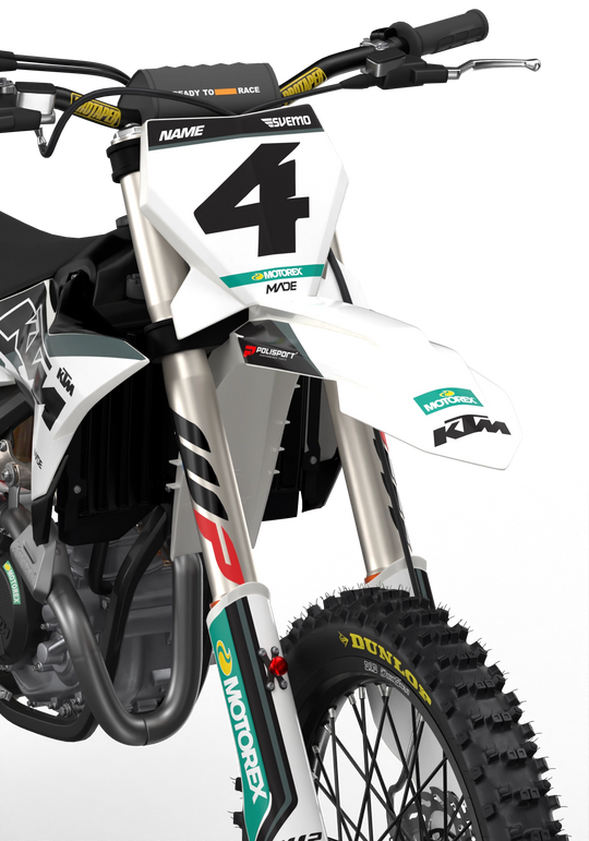 KTM SX SXF Motocross dirt bike premium graphics with big KTM logo and lines on sides from madestickers.com Grey#color_grey
