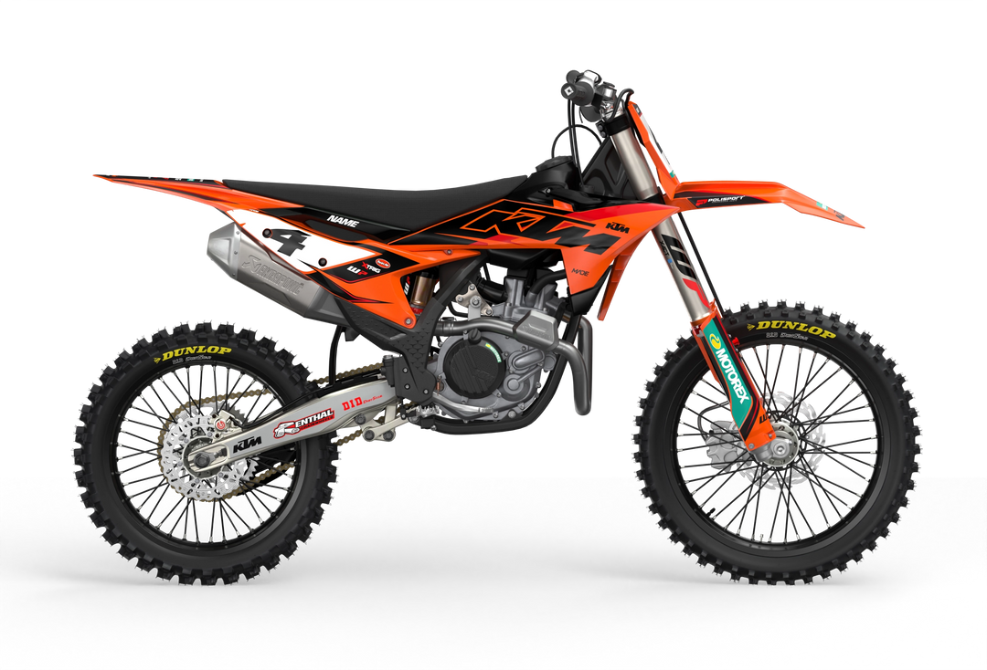 KTM SX SXF Motocross dirt bike premium graphics with big KTM logo and lines on sides from madestickers.com Red#color_red