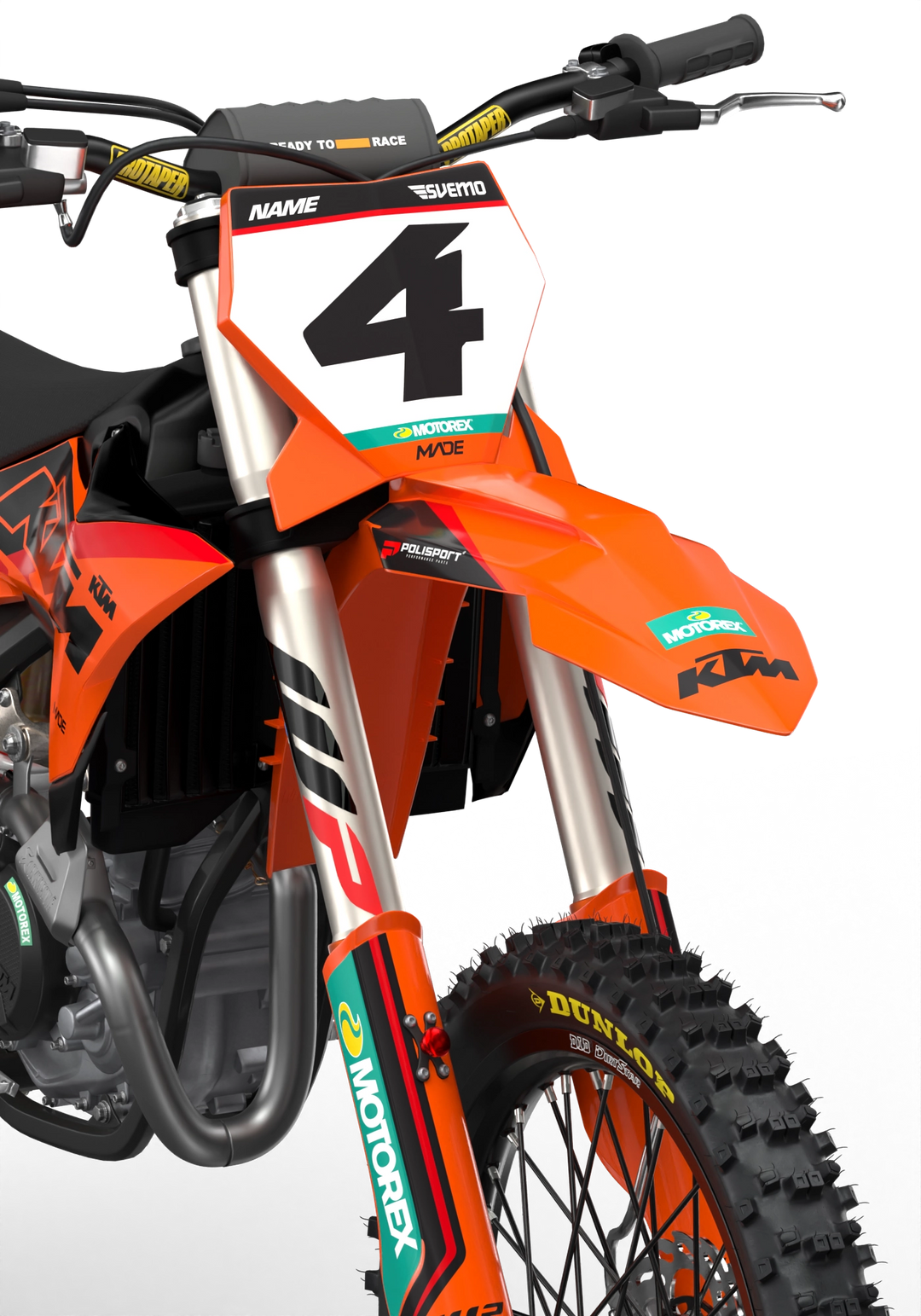 KTM SX SXF Motocross dirt bike premium graphics with big KTM logo and lines on sides from madestickers.com Red#color_red