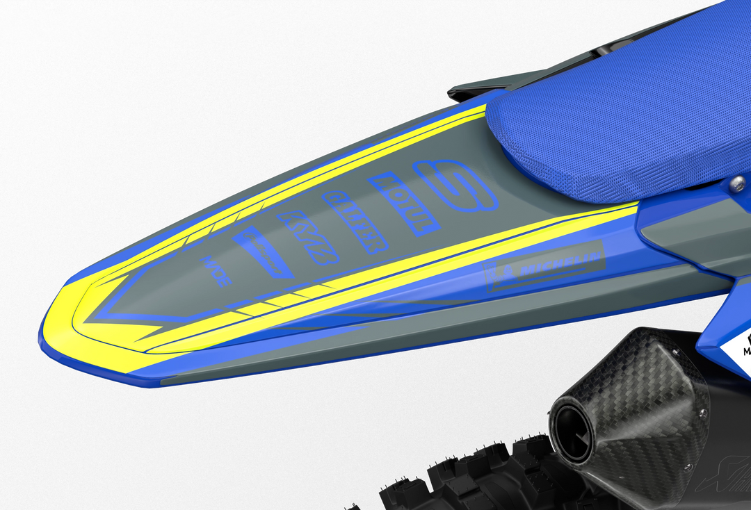 Sherco SE enduro Factory dirt bike graphics, Yellow, blue, grey, black colors
Blue#color_blue