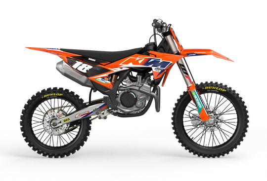 KTM SX SXF Premium graphic kit with orange base and KTM logo on sides from madestickers.com Blue#color_blue