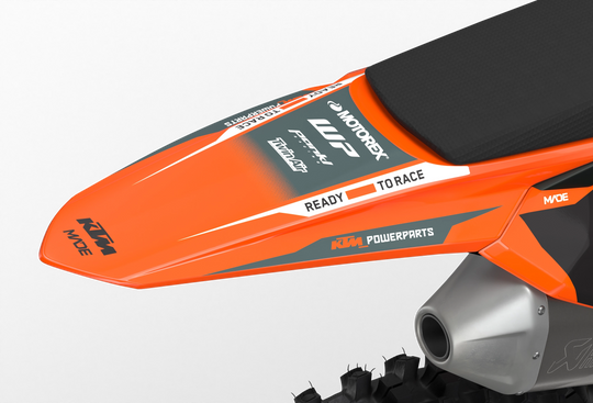 KTM SX SXF Premium graphic kit with orange base and KTM logo on sides from madestickers.com Grey#color_grey