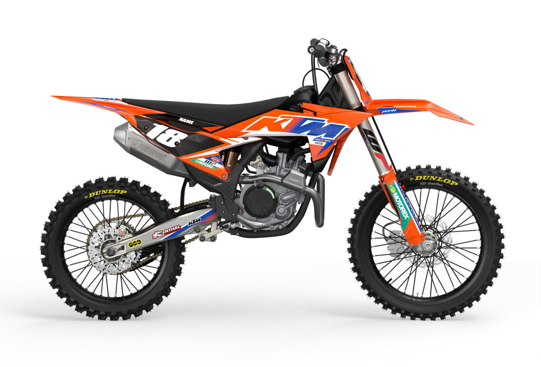 KTM SX SXF Premium graphic kit with orange base and KTM logo on sides from madestickers.com LightBlue#color_lightblue