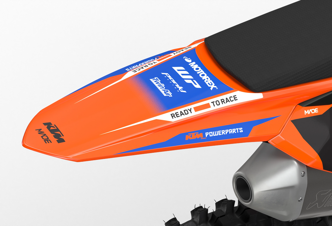 KTM SX SXF Premium graphic kit with orange base and KTM logo on sides from madestickers.com LightBlue#color_lightblue
