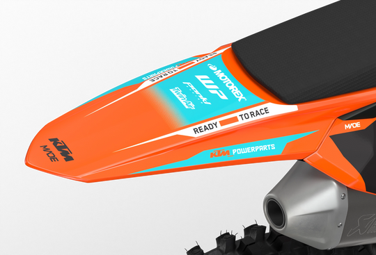 KTM SX SXF Premium graphic kit with orange base and KTM logo on sides from madestickers.com Turquoise#color_turquoise