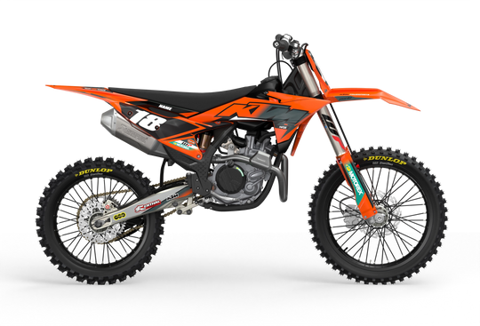 KTM SX SXF Premium graphic kit with orange base and KTM logo on sides from madestickers.com Grey#color_grey