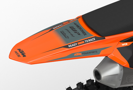 KTM SX SXF Premium graphic kit with orange base and KTM logo on sides from madestickers.com Grey#color_grey