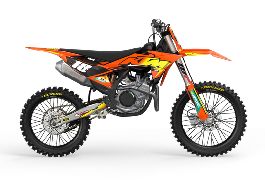 KTM SX SXF Premium graphic kit with orange base and KTM logo on sides from madestickers.com Yellow#color_yellow