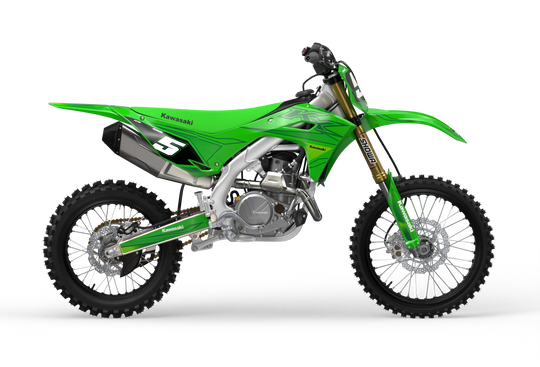 Kawasaki KX premium graphics with KX logo in sides and stripe texture and gradient shapes DarkGreen#color_darkgreen