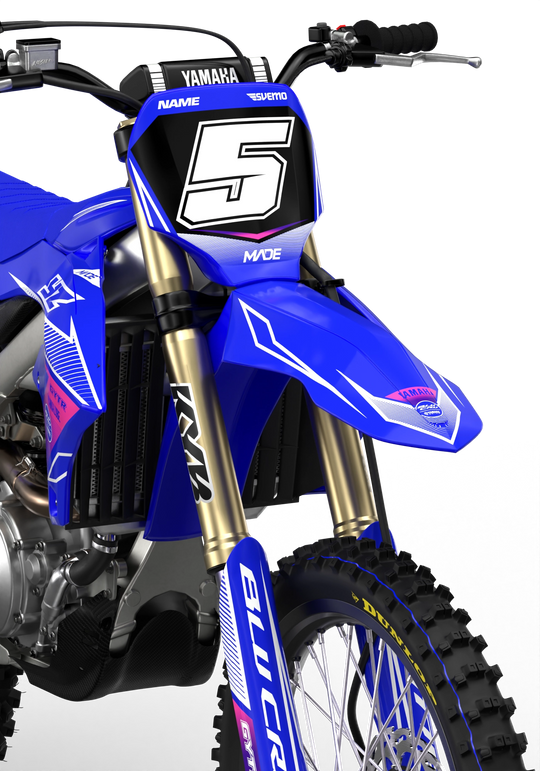 Yamaha YZ YZF Line graphics with big logo on sides, premium stickers from madestickers.com WhitePink#color_whitepink