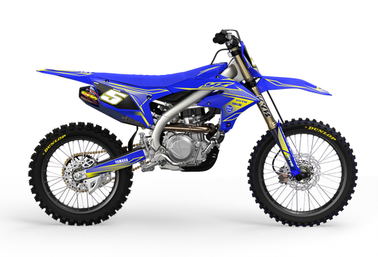 Yamaha YZ YZF Line graphics with big logo on sides, premium stickers from madestickers.com YellowBlue#color_yellowblue