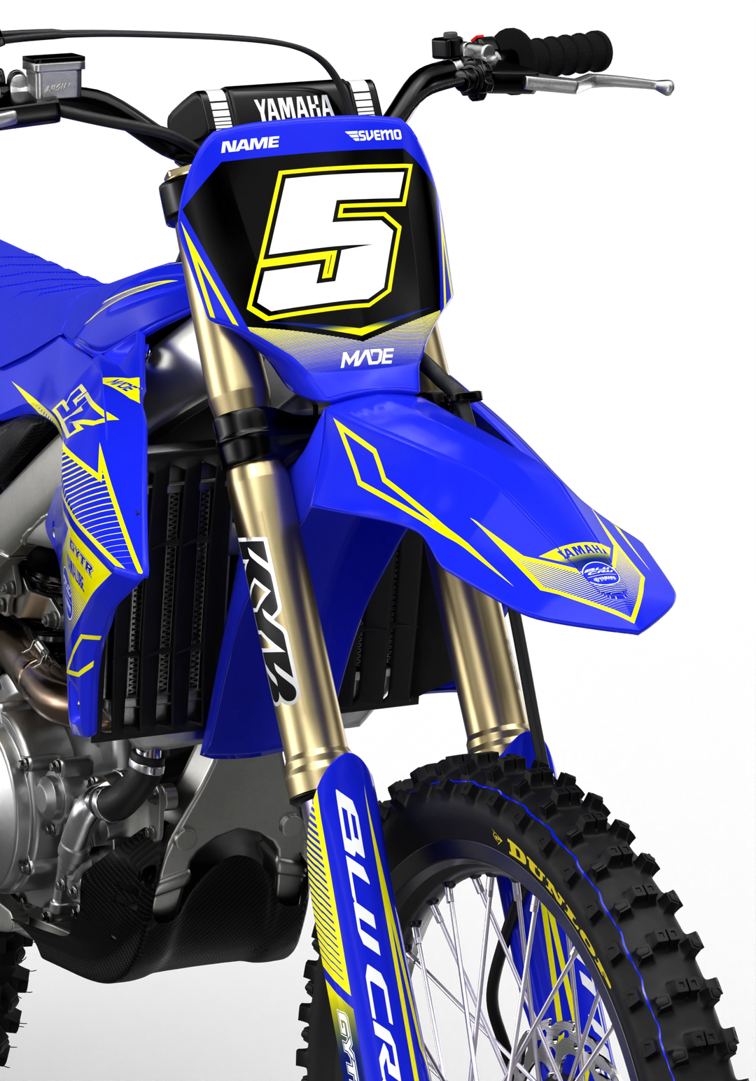 Yamaha YZ YZF Line graphics with big logo on sides, premium stickers from madestickers.com YellowBlue#color_yellowblue