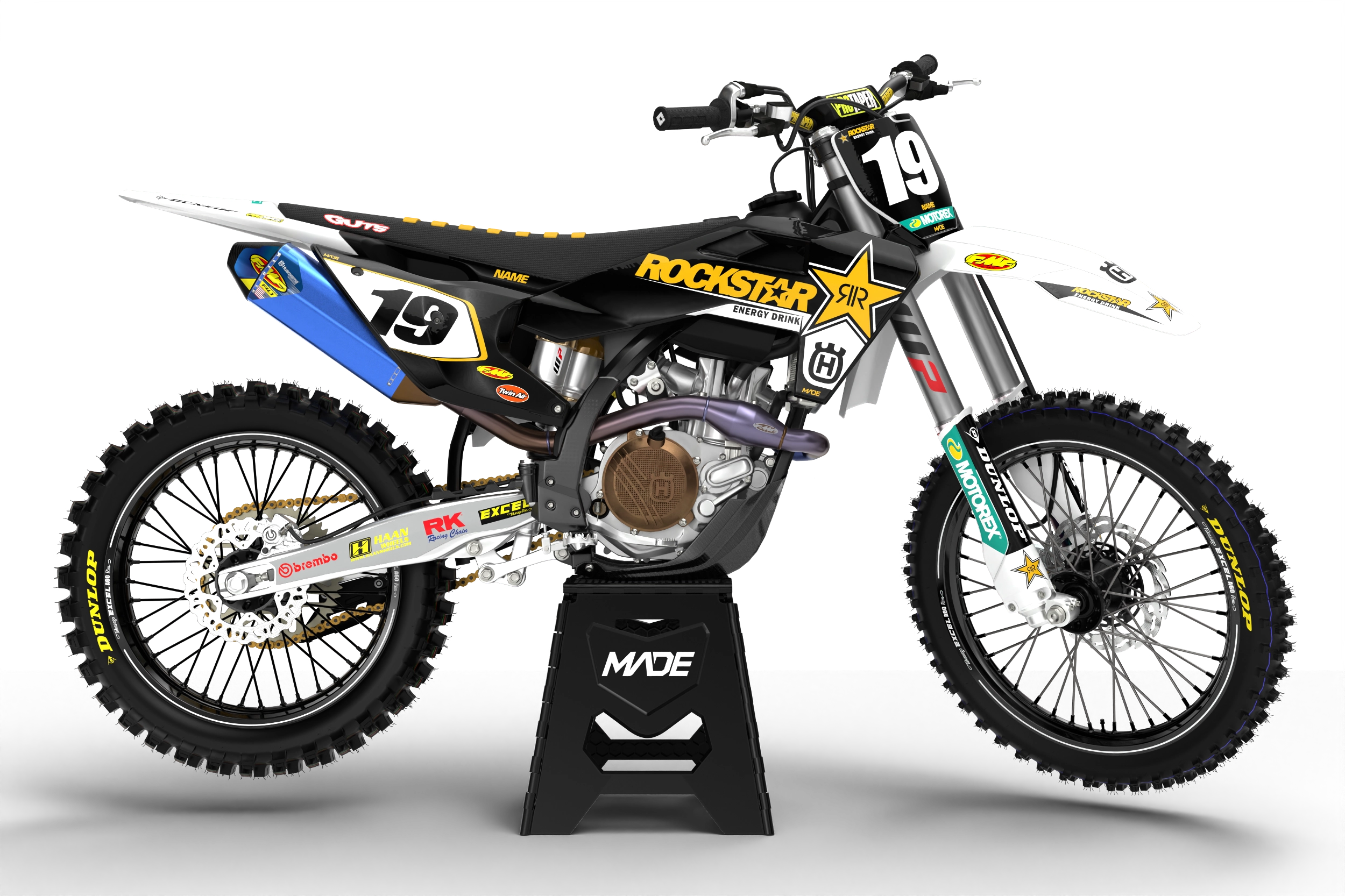 3D renders - Husqvarna MX graphics - Rockstar - white and black - madestickers.com