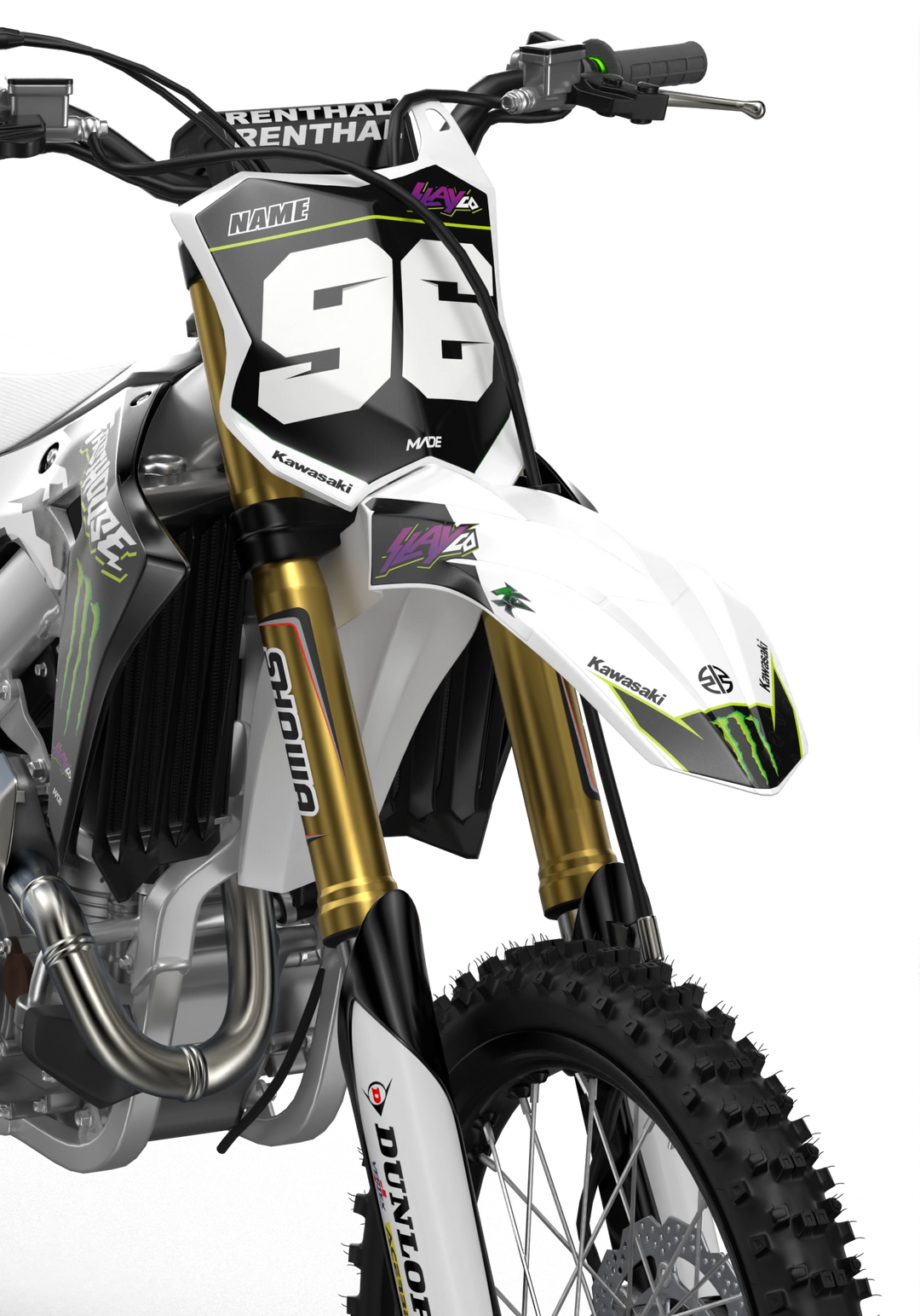 Kawasaki KX Slay Graphics for Motocross dirt bike from madestickers.com White#color_white