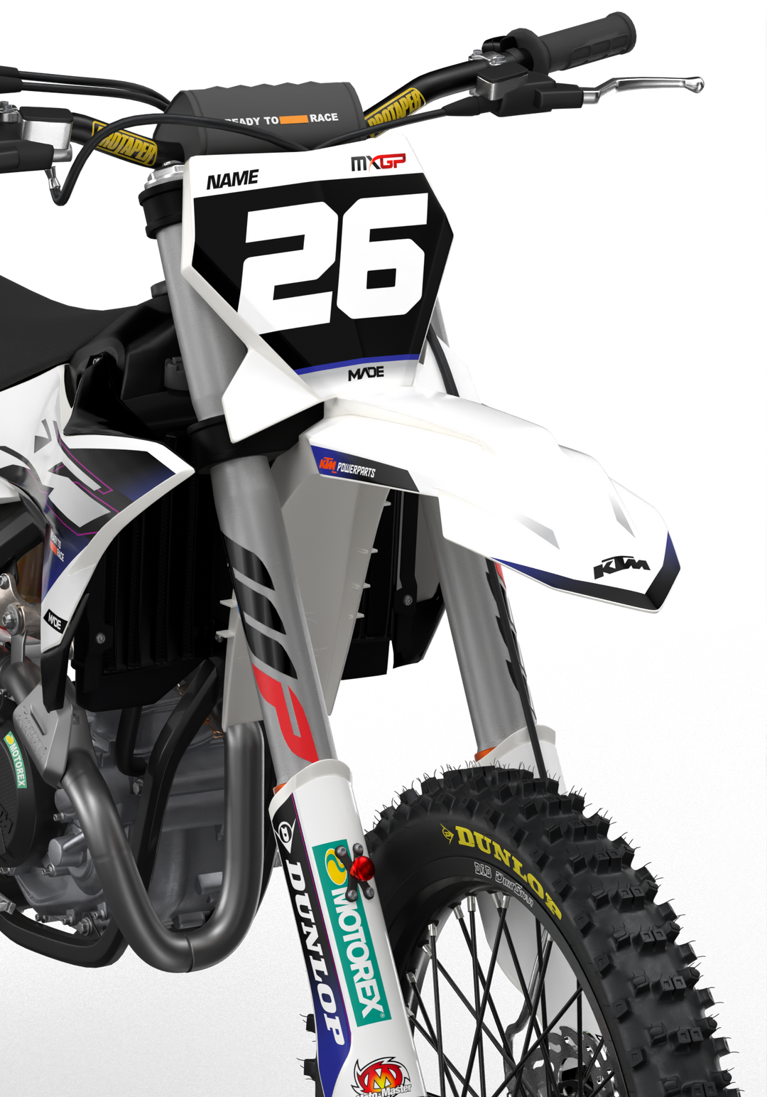 KTM SX/SXF EXC Factory Stock 2026 Graphics design stickers for motocross dirt bikes - madestickers.com White#color_white