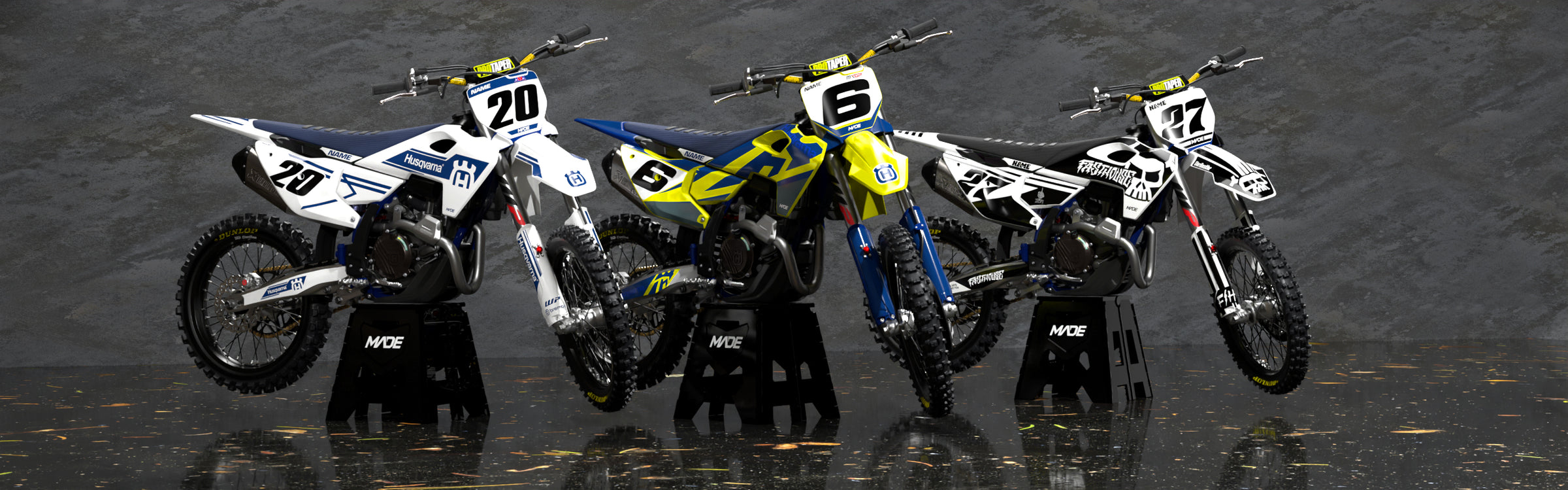 Premium graphics for Husqvarna motocross dirt bikes from Made stickers