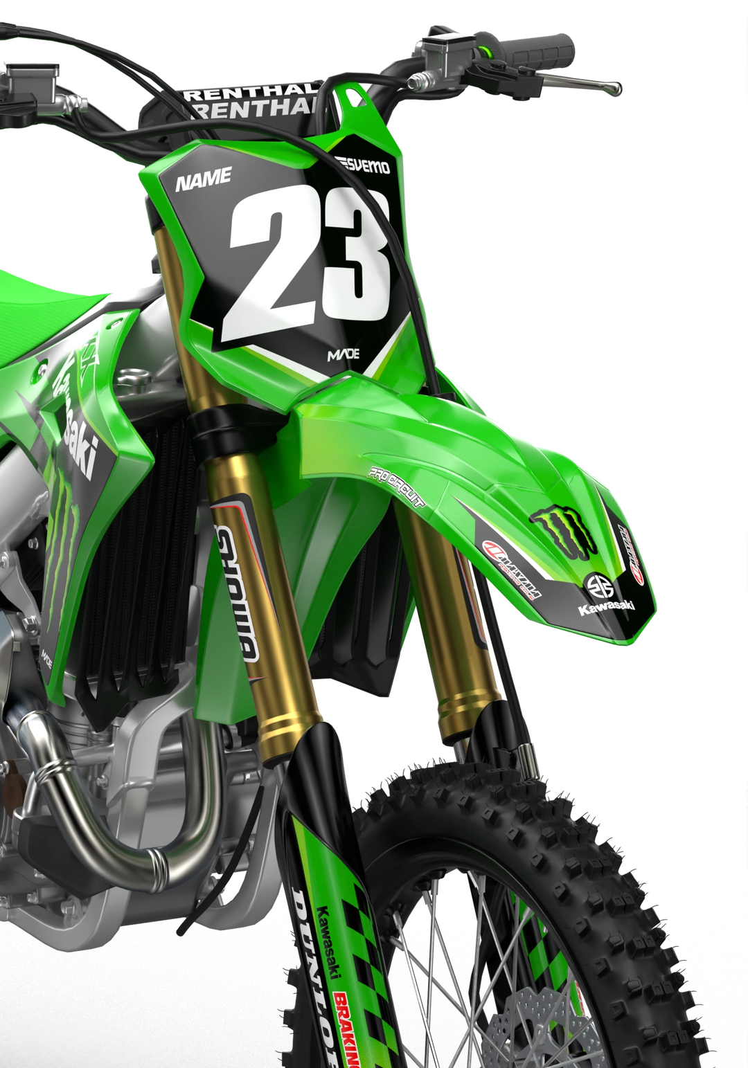 Kawasaki KXF motocross graphics design Victory Green#color_green