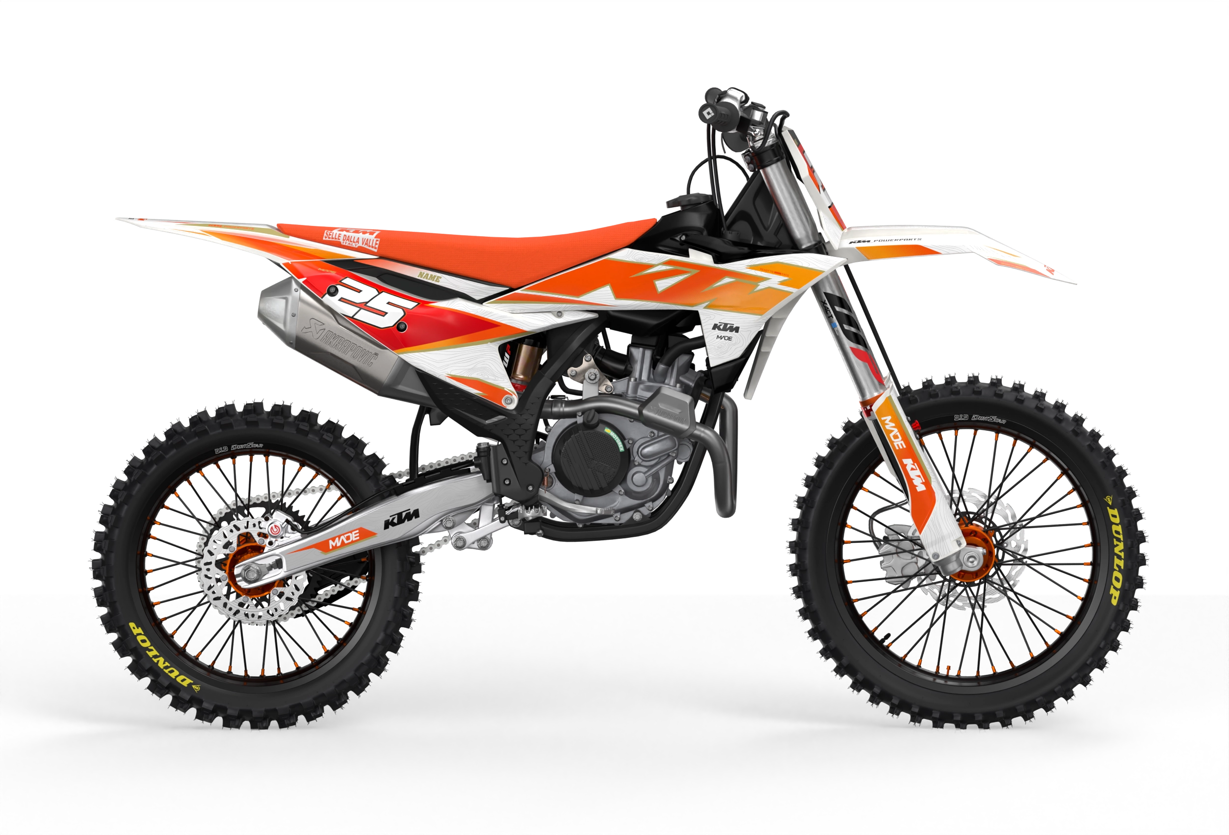 Visby KTM SXF dirt bike motocross graphics - 3D render picture - madestickers Orange#color_orange