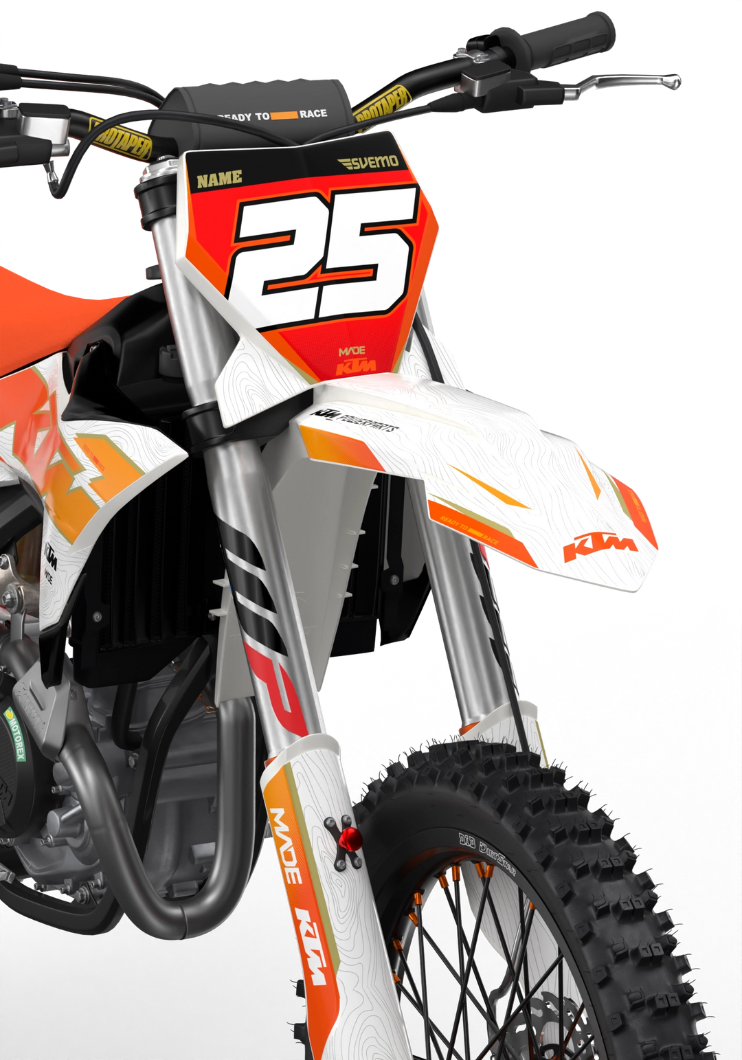 Visby KTM SXF dirt bike motocross graphics - 3D render picture - madestickers Orange#color_orange