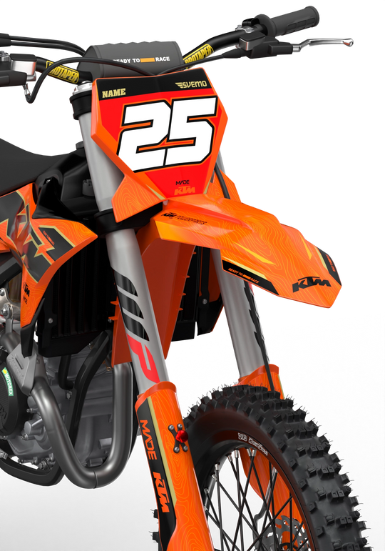 Visby KTM SXF dirt bike motocross graphics - 3D render picture - madestickers OrangeBlack#color_orangeblack