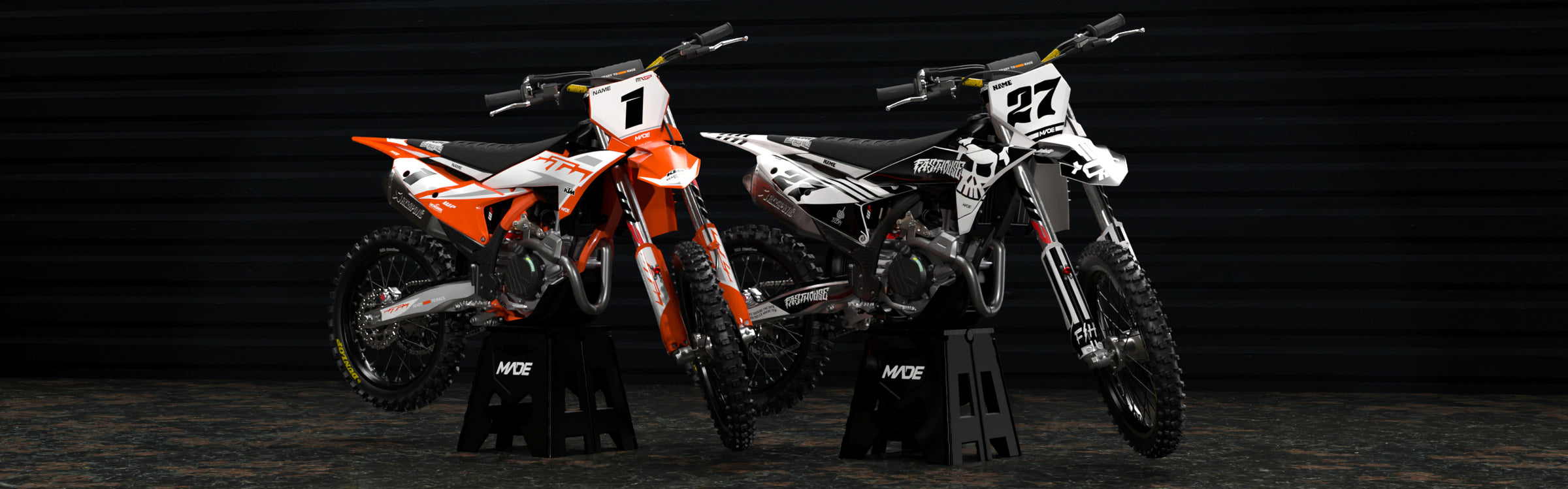 Premium graphics for KTM motocross dirt bikes from Made stickers