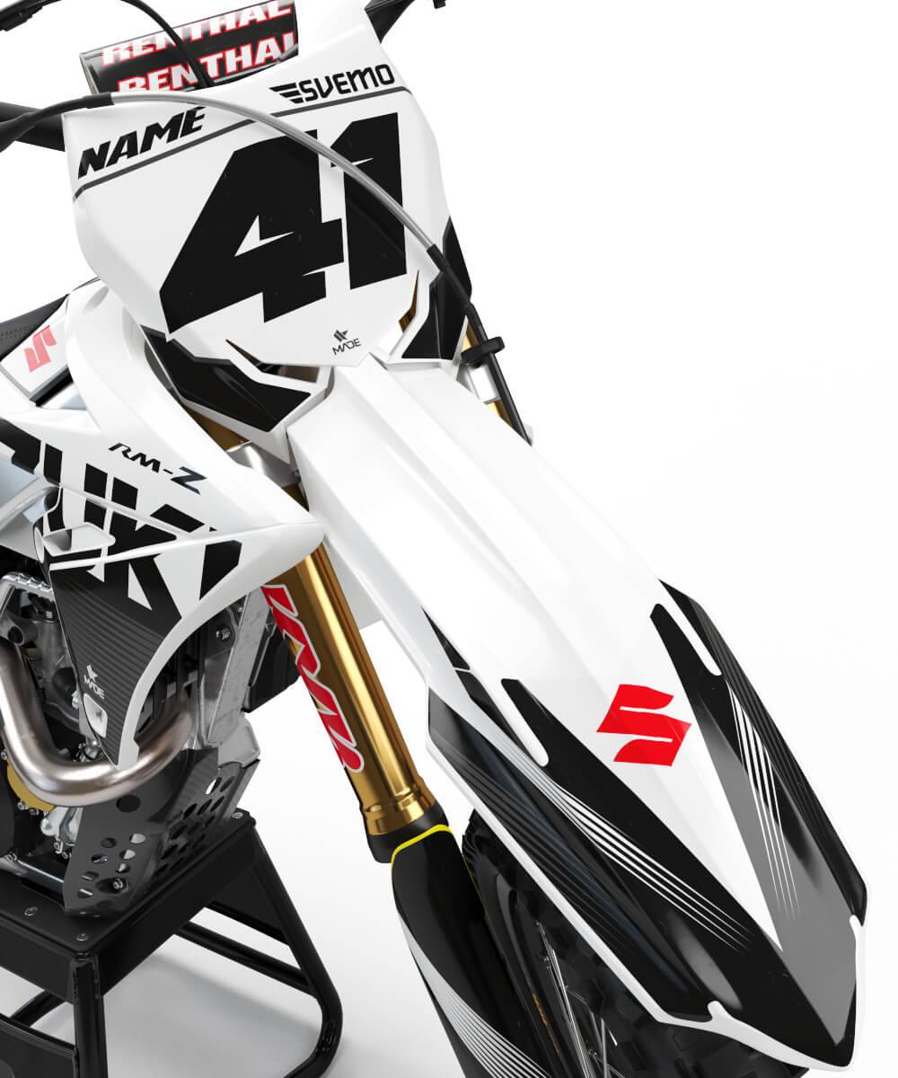 SUZUKI SPLIT GRAPHICS KIT - Madestickers White#color_white